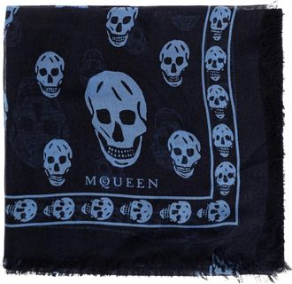 Alexander McQueen Klassieke Schedel Sjaal - Heren - Zijden sjaals - Blauw - ONE Size - Accessoires