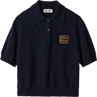 Miu Miu cashmere polo shirt - women - Cashmere - 42 - Blue