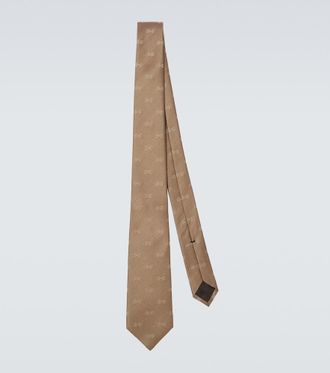 Gucci Corbata de jacquard de seda con Horsebit
