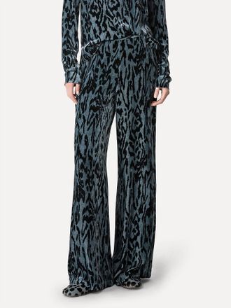 Forte_Forte Womens Moiree Print Velvet Pants In Stone