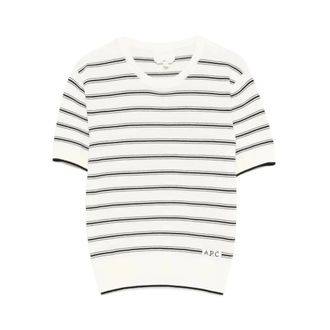 A.P.C. A.p.c., Truien & Vesten, Dames, Veelkleurig, M, Gestreept gebreid kledingstuk met ronde hals