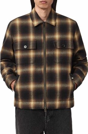 AllSaints Mathers Plaid Zip Jacket in Trail Brown at Nordstrom, Size Xx-Large