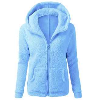 Generic Ladies Fleece Jackets Full Zip Sweatshirts Womens Teddy Hoodies With Pockets Teen Girls Winter Plush Coats Long Sleeve Tunic Tops Casual Fuzzy Sweater