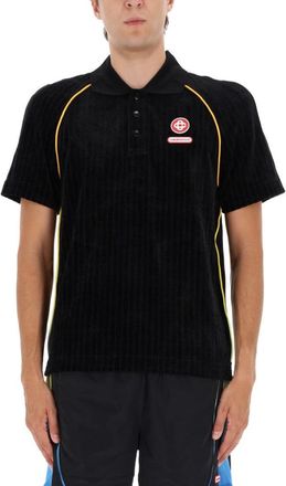 Casablanca Ribbed Black Polo Shirt With Sporty Accents
