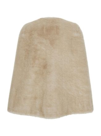 VALENTINI 1972 Womens Beige Round Neck Hood With Trapezoid Design Polyester Coat