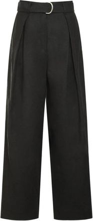 Max Mara Jane Wijde Pijpen Broek - Dames - Wijde Broeken - Zwart - XS - Linnen - Broeken