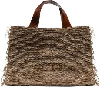 Ibeliv Onja woven fringed tote bag - Brown