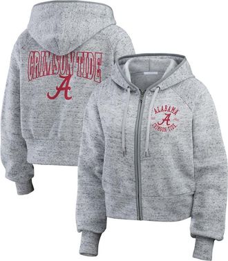 WEAR by Erin Andrews Womens WEAR by Erin Andrews Heather Gray Alabama Crimson Tide Wear Speckle Double-Hit Raglan Full-Zip Hoodie at Nordstrom, Size X-Large