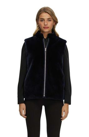 Gorski Reversible Select Genuine Shearling Vest With Loro Piana Wool And Cashmere Quilted Down Back in Navy/navy at Nordstrom, Size X-Small