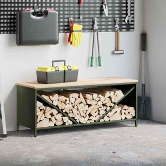 vidaXL Vidaxl - Le&ntilde;ero Con Tablero De Madera Verde Oliva 100,5x35,5x40 Cm