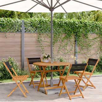 vidaXL Set De Comedor Jard&iacute;n 5 Pzas Polipropileno Madera Maciza Negro Vidaxl