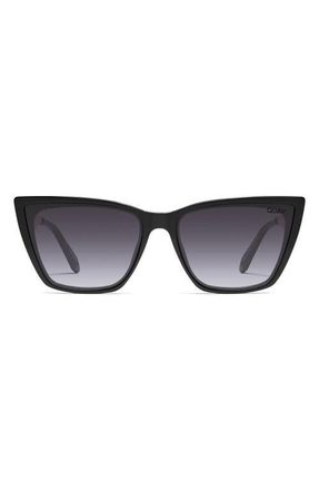 Quay Call The Shots 59mm Cat Eye Sunglasses in Black/Smoke at Nordstrom