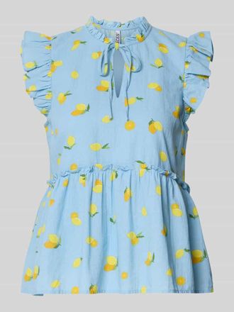 Pieces Regular Fit Schluppenbluse aus reiner Baumwolle Modell EMMA in Hellblau, Gr&ouml;&szlig;e XL