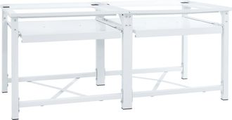 vidaXL Soporte Pedestal Doble Lavadora Con Estantes Extra&iacute;bles Blanco Vidaxl
