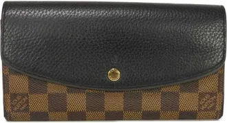 Louis Vuitton Black Brown Damier Canvas Noir Damier Canvas Leather Long Wallet (Bi-Fold) (Pre-Owned)