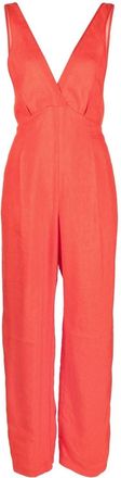 Forte_Forte V-neck tailored jumpsuit - women - Viscose/Linen/Flax - 0 - Orange