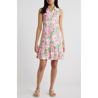 Lilly Pulitzer Riegan Print Sleeveless Shirtdress in Putting Green Hannah at Nordstrom, Size X-Large