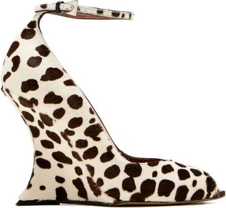 PARIS TEXAS 110 mm pumps met luipaardprint en sleehak - Beige