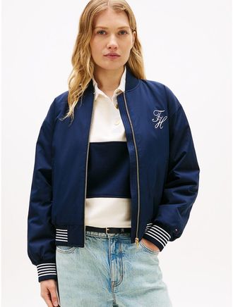Tommy Hilfiger Womens Padded Twill Bomber Jacket - Navy - XL