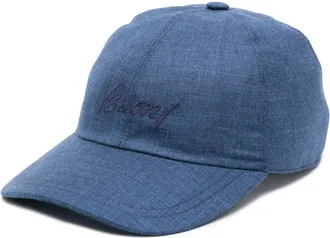 Brioni logo-embroidered baseball cap - men - Silk/Cashmere/Linen/Flax/Cotton/Acetate/Wool/Cashmere/Lambskin/Polyester - L - Blue