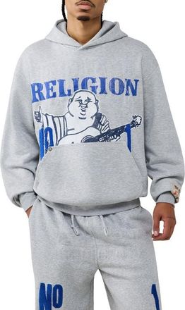 True Religion True No. 1 Big T Graphic Hoodie in Heather Grey at Nordstrom, Size Xxx-Large