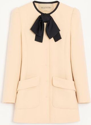 Valentino Caban In Wool Crepe Donna BETULLA/NERO 36