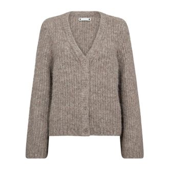 Co'Couture Truien & Vesten, Dames, Beige, L, Stijlvolle V-hals Cardigan Sweater
