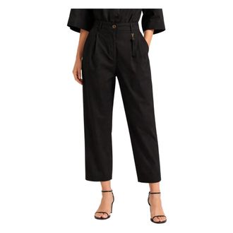 Seventy Cropped Trousers, female, Black, Size: XS Poplin Stretch Carrot Trousers