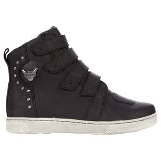 Harley-Davidson Harley Davidson Bateman Metal Velc Leather Womens High Top Trainers - UK 7 - US 9 Women - EU 40 - Black - Size:UK 7