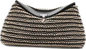 Toteme Tassen, Dames, Veelkleurig, ONE Size, Leer, T-Lock Geweven Leren Clutch