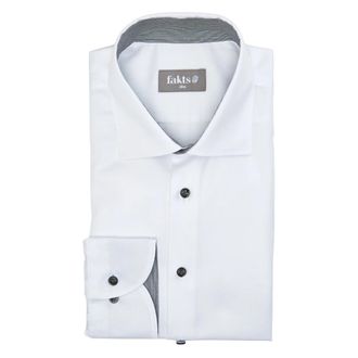 Fakts Modern Fit Busy Overhemd - Heren - Zakelijke Overhemden - Wit - XL - Leer - Overhemden