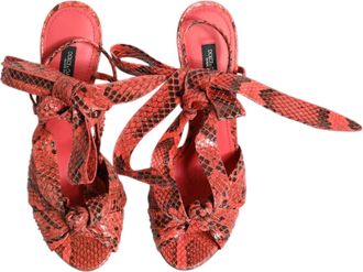 Dolce & Gabbana Womens Coral Python Leather Heels Sandals Shoes