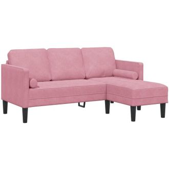 vidaXL Vidaxl Juego De Sof&aacute; Rosa Polvoriento 173 X 131 X 67 Cm Terciopelo