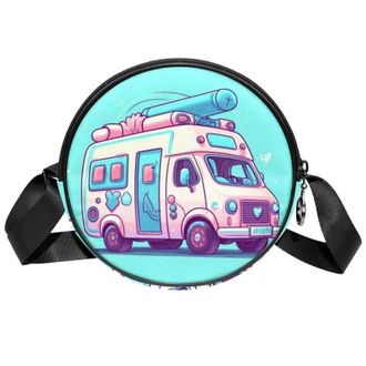 Generic Circle Crossbody Bag for Women, Ambulance Small Sling Bag Daypack with Zipper Adjustable Shoulder Straps Casual Ladies Girls Round Purse