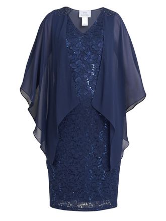 Gina Bacconi Womens Adelaide V Neck Shift Dress - Navy - Size 16 UK