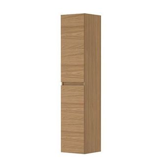 Bernacchini Badkamerkast - 35x37x169cm - 2 deuren - greeploos - houten keerlijst - 4 glazen planchettes - blank eiken