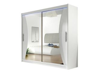 Mirjan24 Armario Closico Pallor V, Blanco, 215x180x57cm, Puertas De Armario: Correderas, N&uacute;mero De Estantes: 5, Led