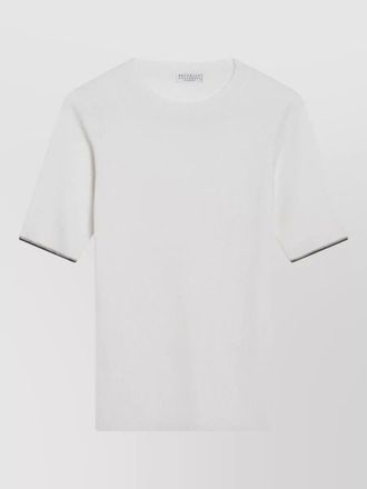 Brunello Cucinelli cashmere silk knit top contrast trim