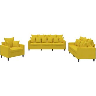vidaXL Juego De Sof&aacute;s Con Cojines 3 Piezas Terciopelo Amarillo Vidaxl