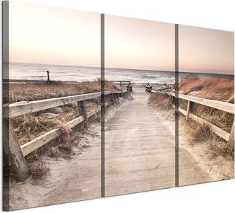 OEM Cuadro Sobre Lienzo Italiano De 90 X 60 Cm, Tr&iacute;ptico - Estilo Escandinavo - Naturaleza Cuadro Sobre Lienzo Italiano De 120 X 80 Cm, Tr&iacute;ptico - Estilo 