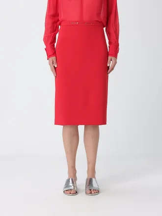 Elisabetta Franchi Gonna midi a tubino in cr&ecirc;pe a vita alta con spacco