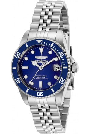 Invicta Pro Diver 29187 Dames Horloge - Quartz Uurwerk - Roestvrij Staal met blauwe Wijzerplaat - 34mm