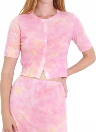 Love Tanjane City Crew Short Sleeve Cardigan In Cotton Candy