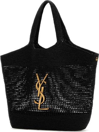 Saint Laurent Womens Icare Tote Black Raffia