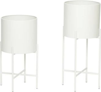 H&uuml;bsch Airy Pflanztopf mit Gestell, weiss (2er-Set)