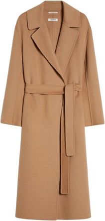 Max Mara Elegante wollen wikkeljas - Dames - Jas met riem - Beige - 2XS - Wol - Jassen