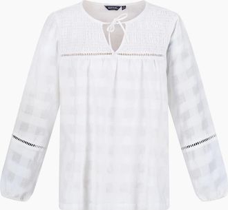 Regatta Womens Calluna Keyhole Neck Long Sleeve Peasant Blouse - White - Size: 12