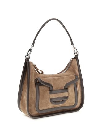 Pierre Hardy Womens Shoulder Bag Alpha Day Suede Calf Brown Leather