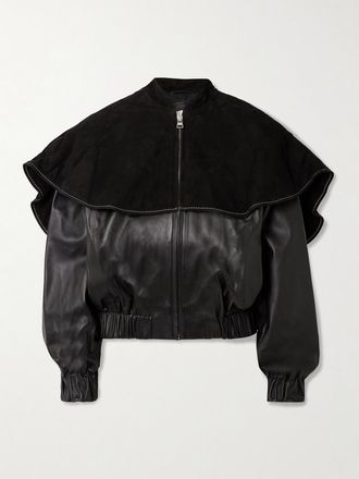 J.W.Anderson Bomber In Camoscio E Pelle - Nero
