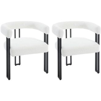Woltu 2x Sedie da Pranzo Sedie da Cucina con Gambe in Metallo per Sala da Pranzo, Ciniglia, Crema - Woltu